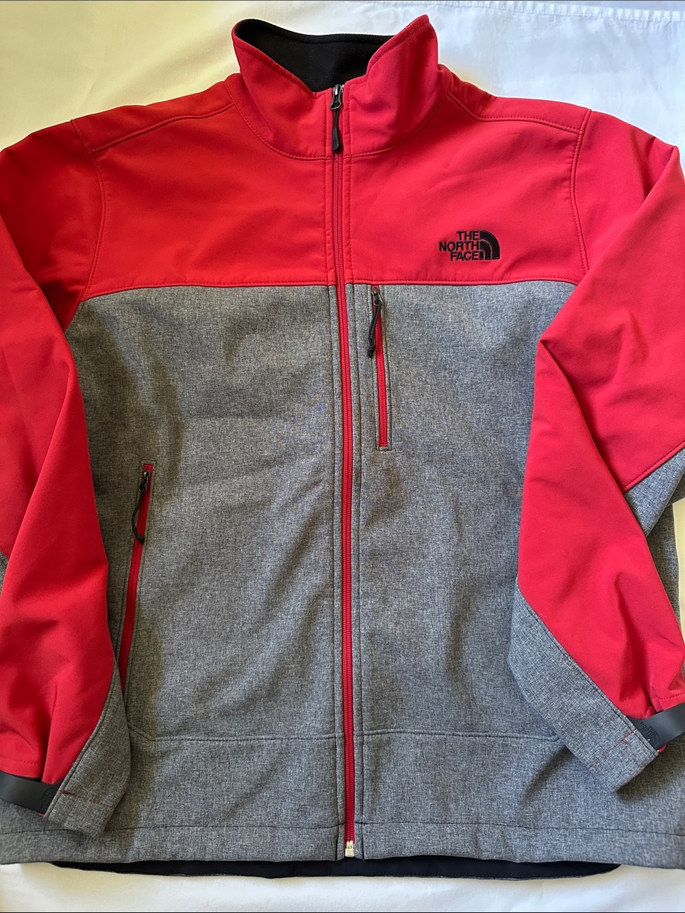 The North Face Red and Gray Two-Tone Softshell Jacket